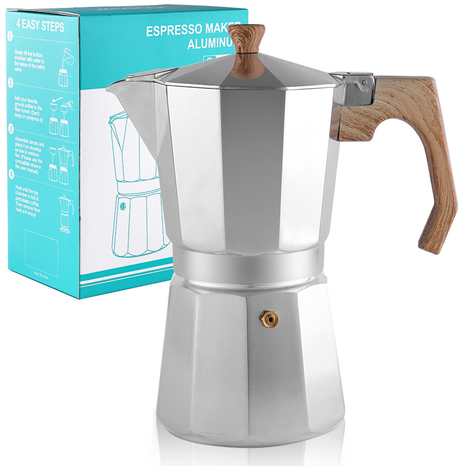Stovetop Espresso Maker Aluminum Moka Pot 9 Espresso Cup-15.2OZ